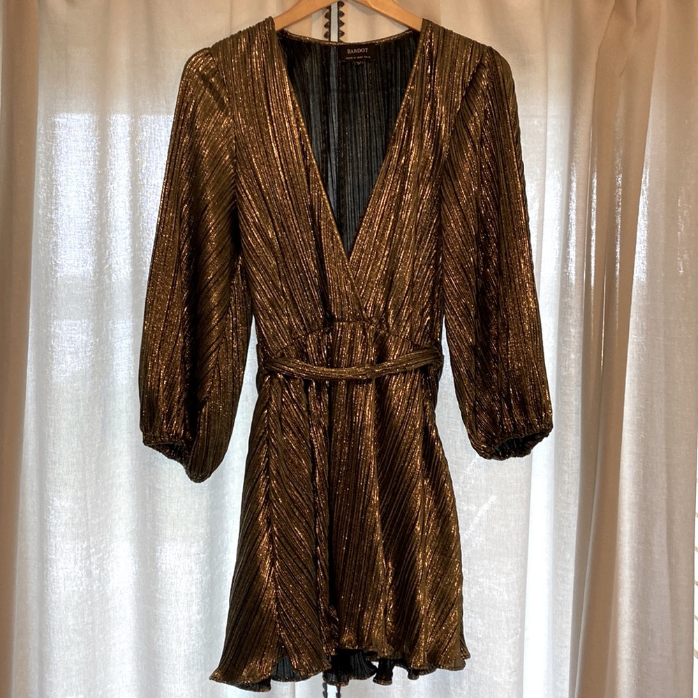 Bardot Belissa Dress Gold Pleated Dress